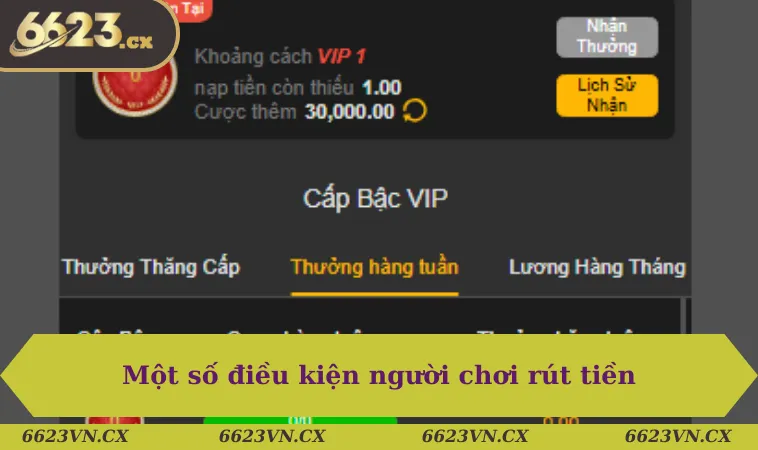 Rút tiền 6623 3 Một số điều kiện người chơi cân nhớ khi thực hiện giao dịch rút tiền